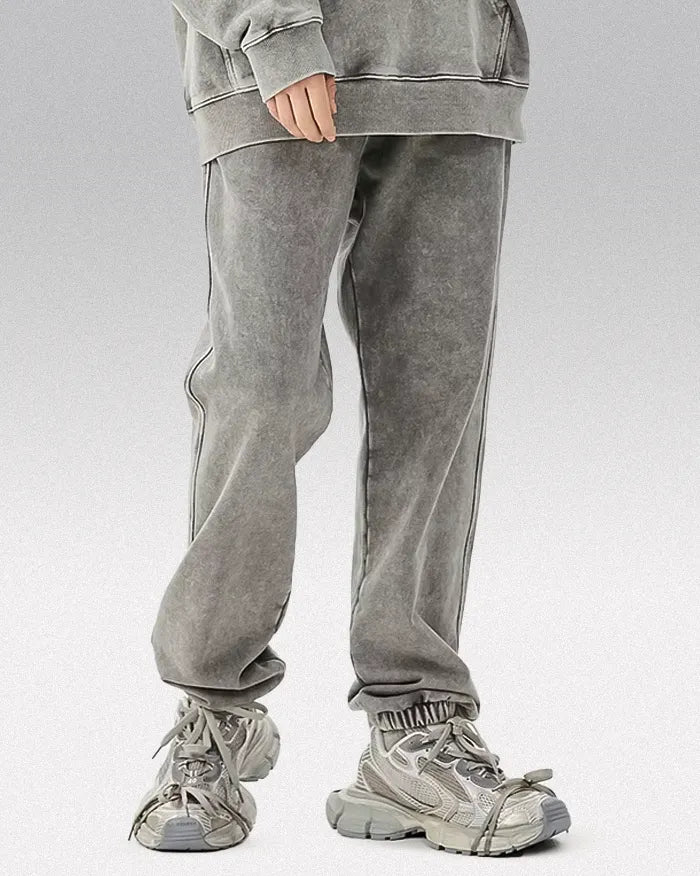 Acid washed sweatpants ’Aetherwave’ - Light Grey / S