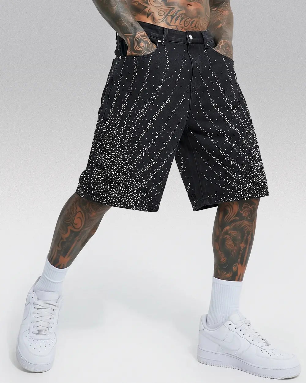 Black rhinestone jorts ’Relic’ - M