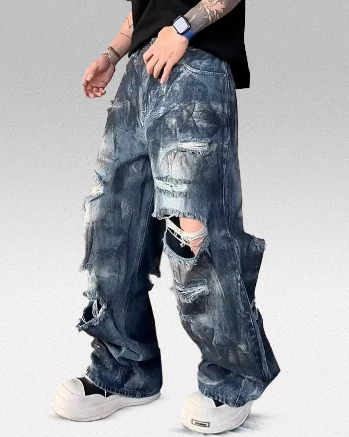 Distressed Ripped Jeans ’Vyron’ - Blue / S