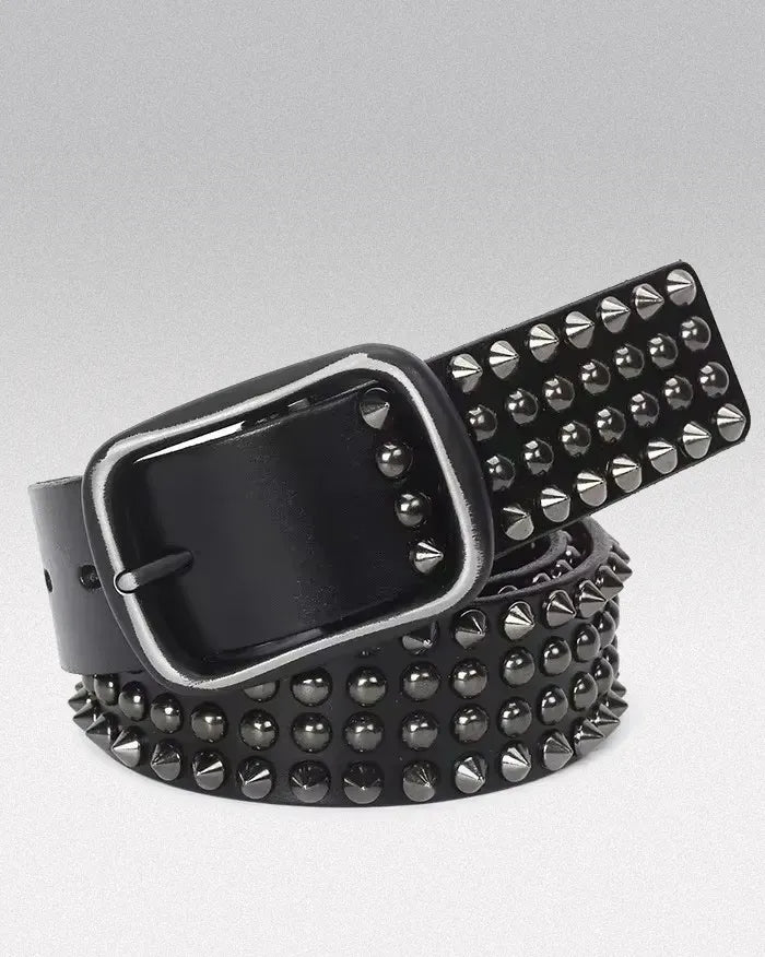 Leather studded belt ’Monarch’ - Black / 105cm / 41inches