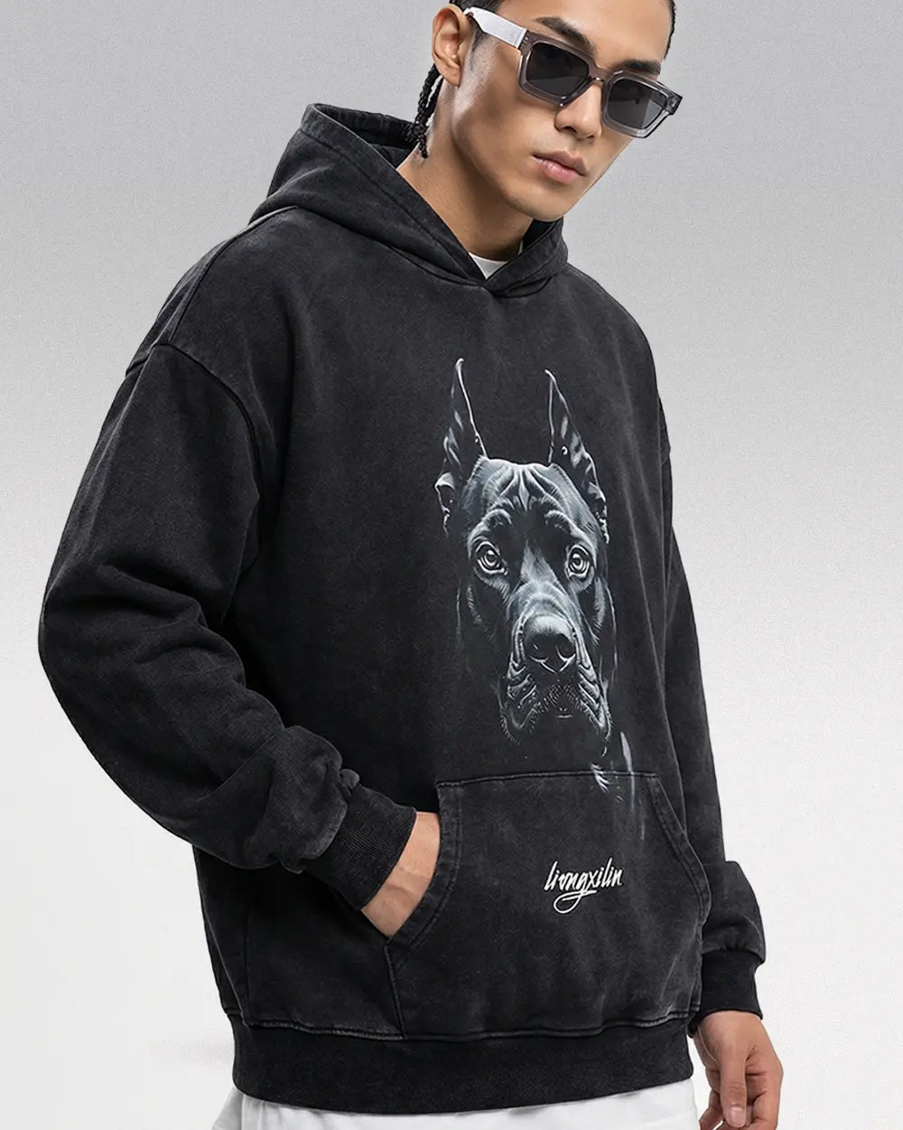Oversized graphic hoodie ’Watchdog’ - S