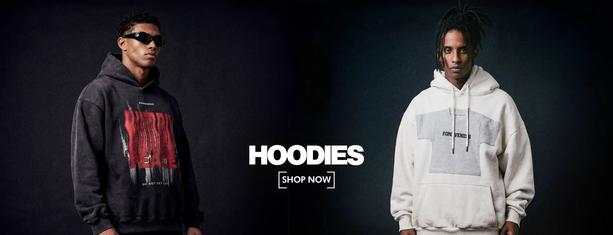 two men wearing a y2k hoodies