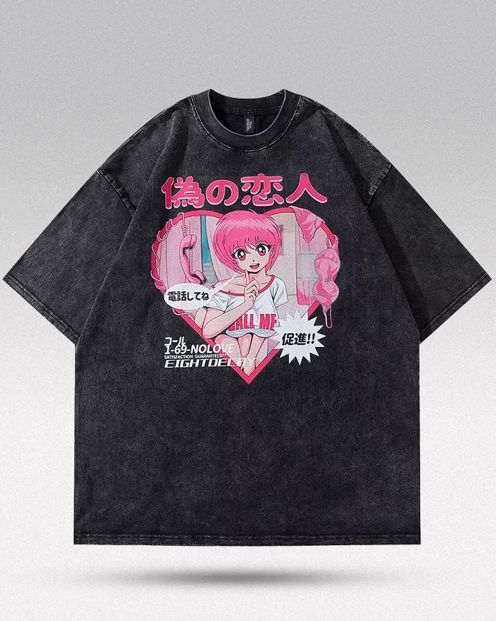 Anime y2k shirt ’Call me’ - M