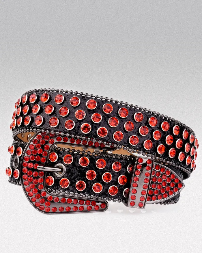 Black and red rhinestone belt ’Dash’ - 105cm / 41inches