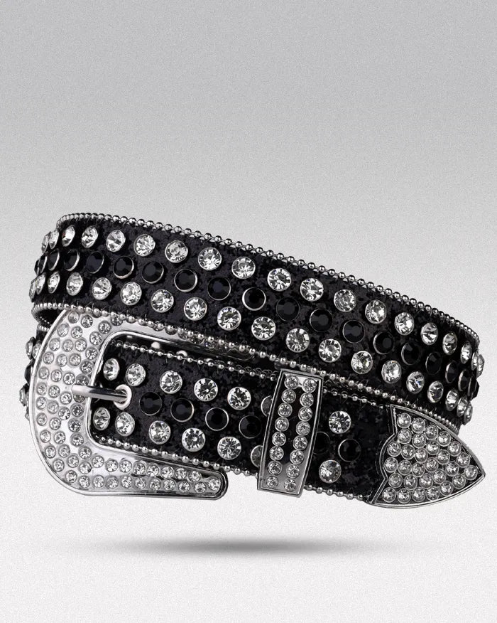 Black and silver rhinestone belt ’Dash’ - 105cm / 41inches