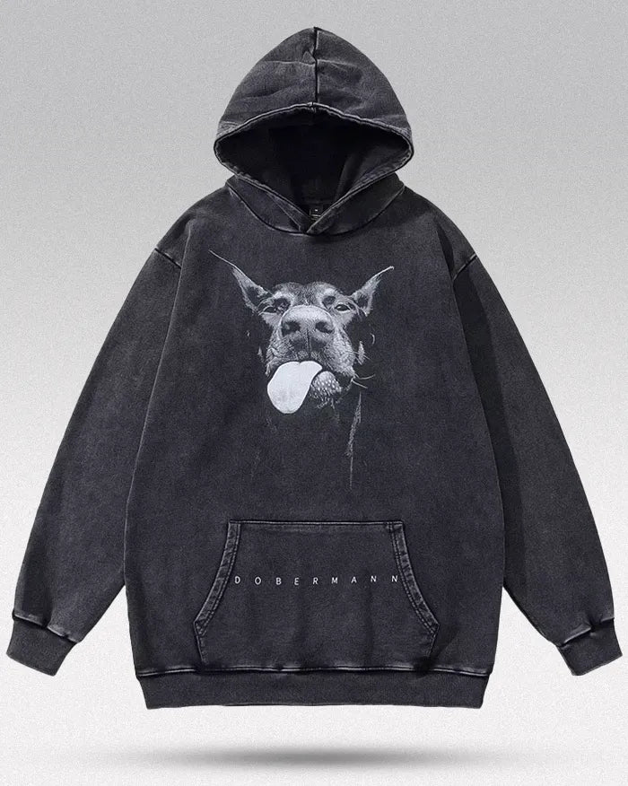Black y2k hoodie ’Dobermann’ - M