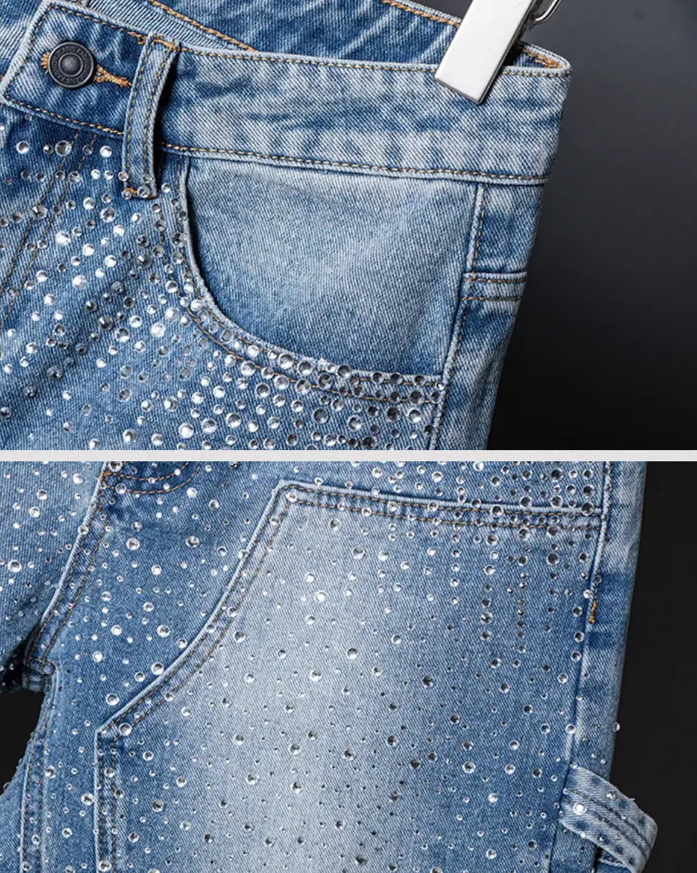 Blue Jorts Rhinestone ’Opal’