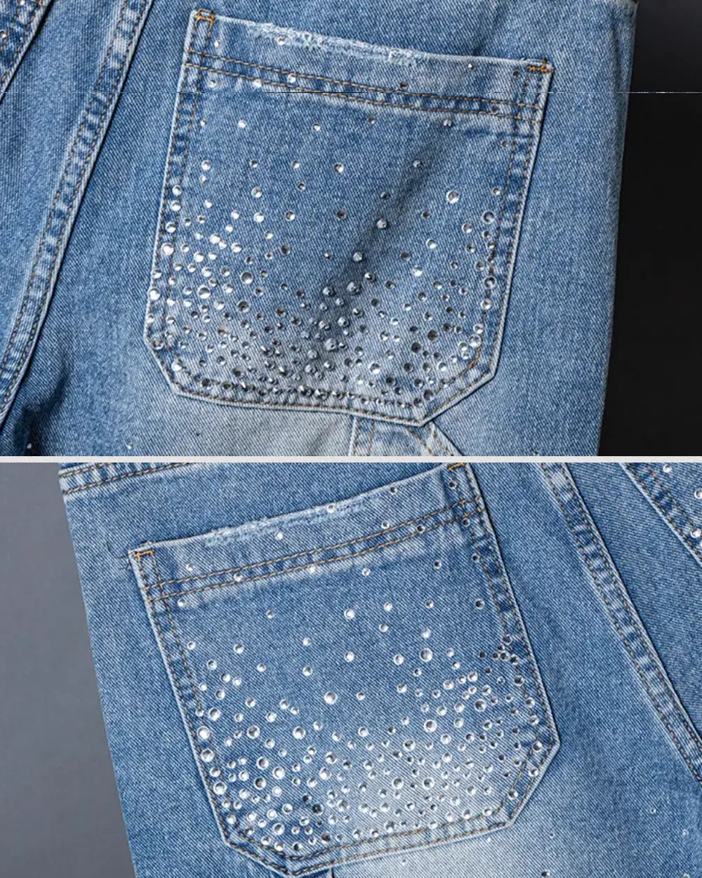Blue Jorts Rhinestone ’Opal’