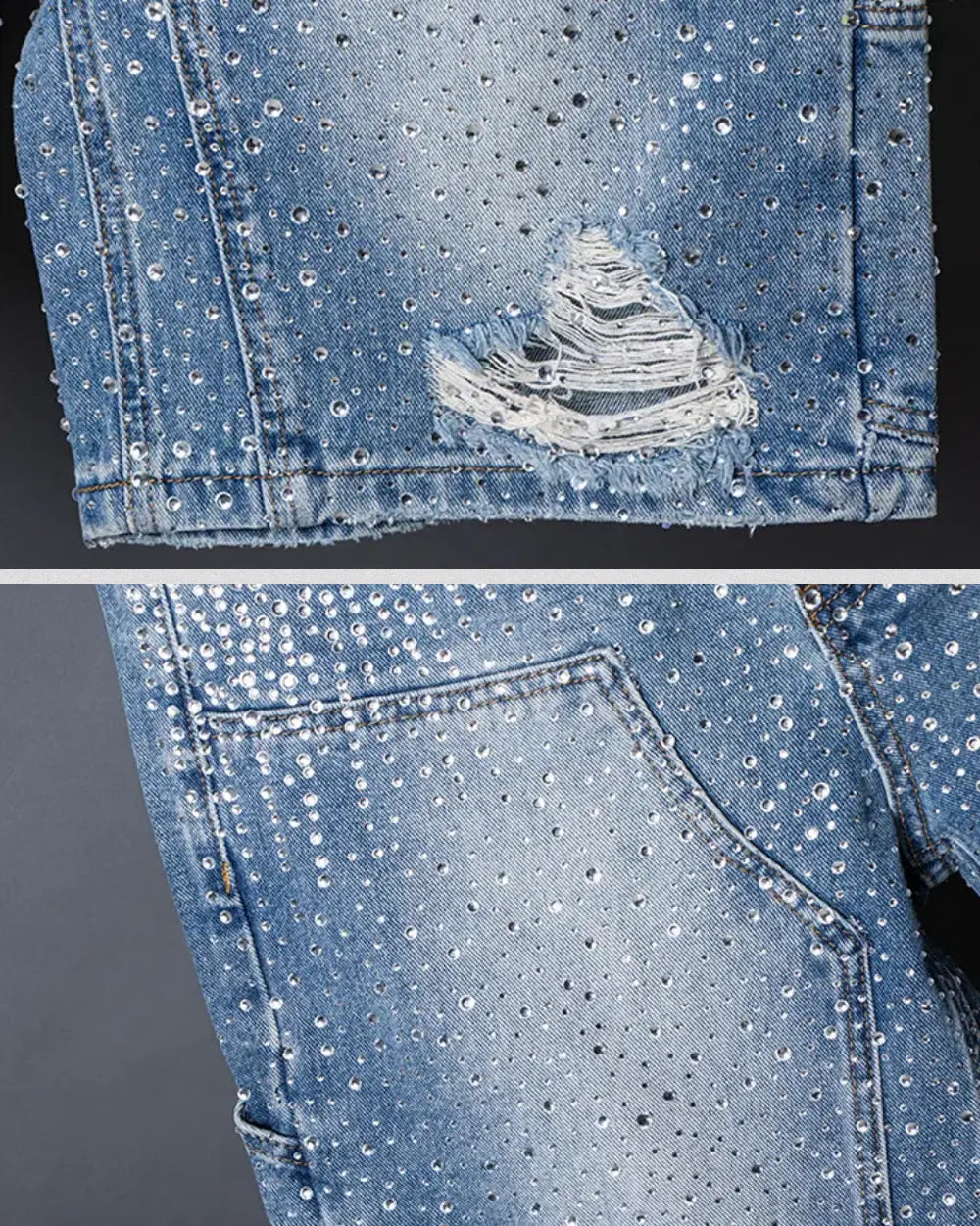 Blue Jorts Rhinestone ’Opal’