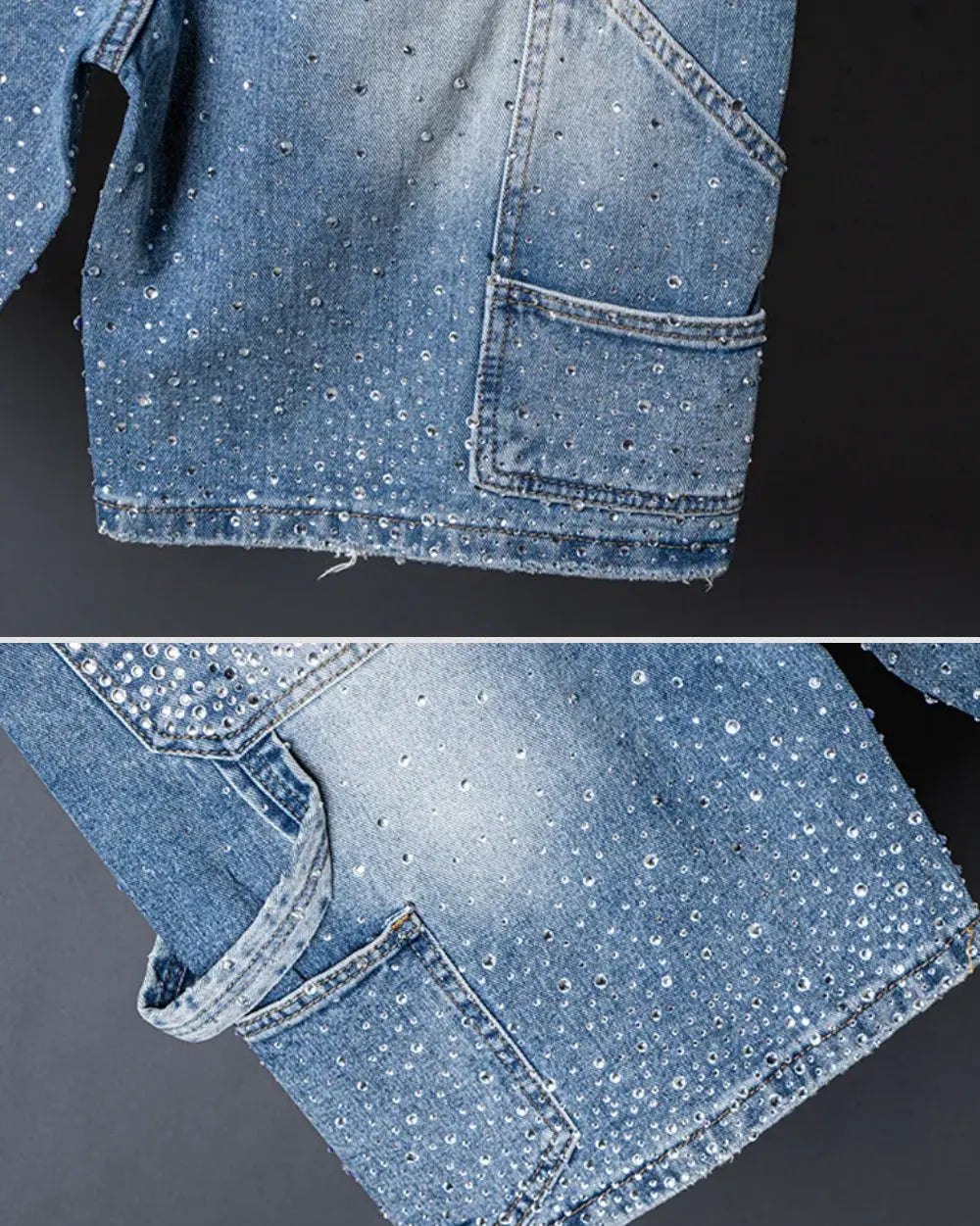 Blue Jorts Rhinestone ’Opal’