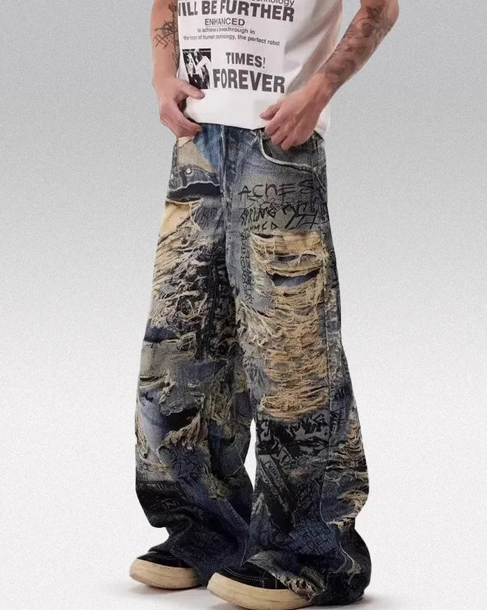 Digital printed jeans ’Halon’ - S