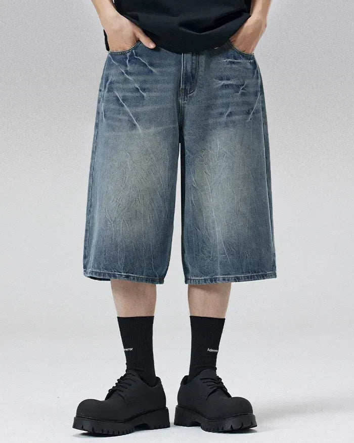Men’s jorts baggy y2k ’Cryowave’ - Vintage Blue / S (W27-28)