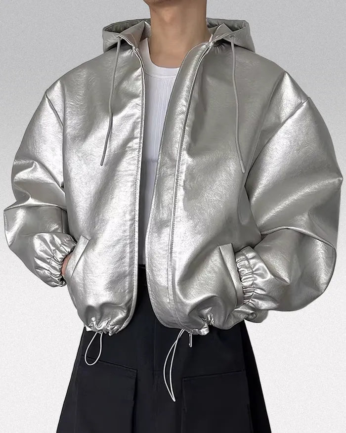 Silver faux leather jacket ’Ozone’ - S