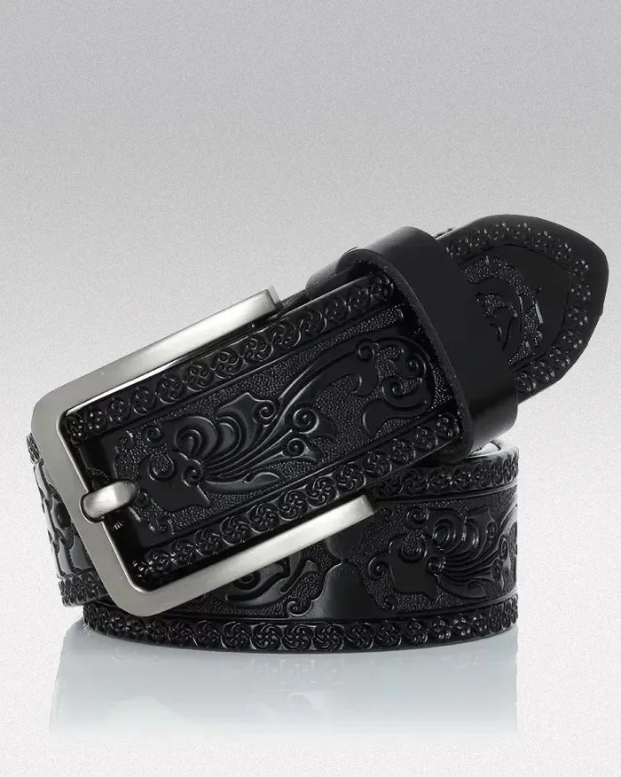 Split Leather belt ’Darkmatter’ - Black / 110cm / 43inches