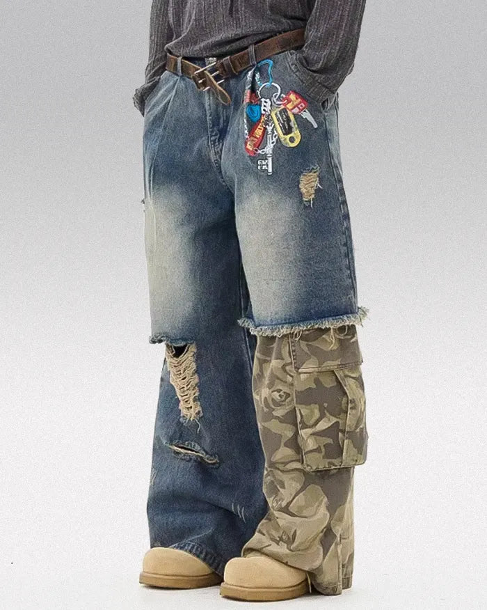 Vintage patchwork jeans ’Lynxwave’ - M