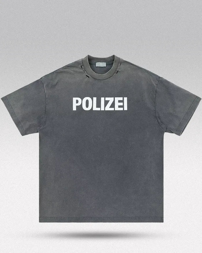 Vintage Tee ’Polizei’ - Gray / M
