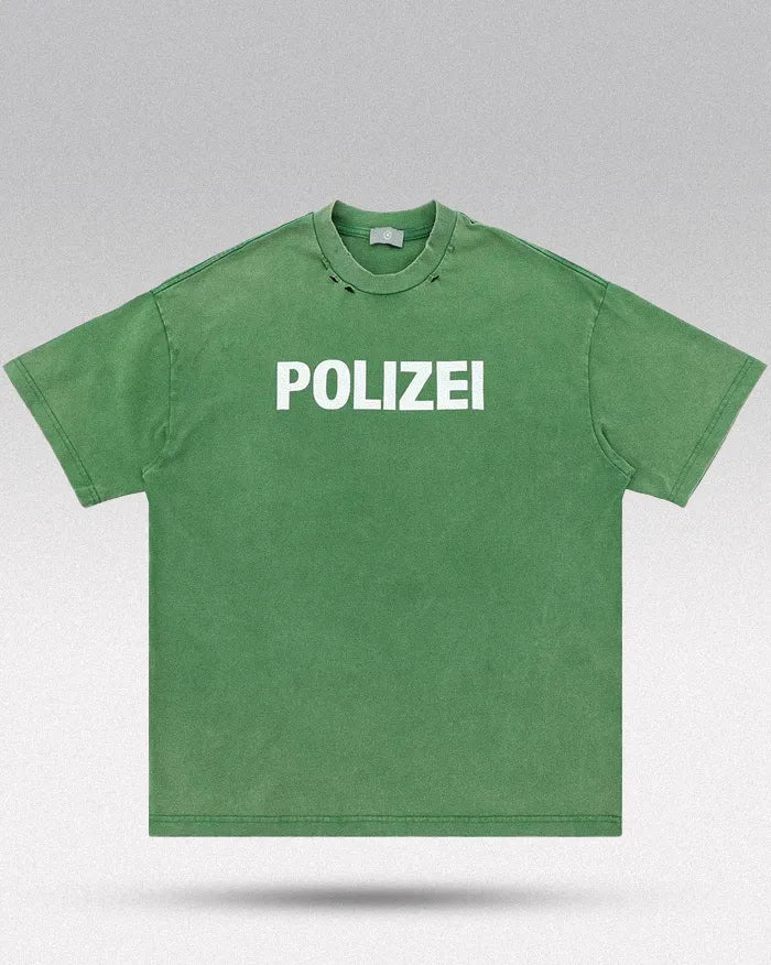 Vintage Tee ’Polizei’ - Green / XL