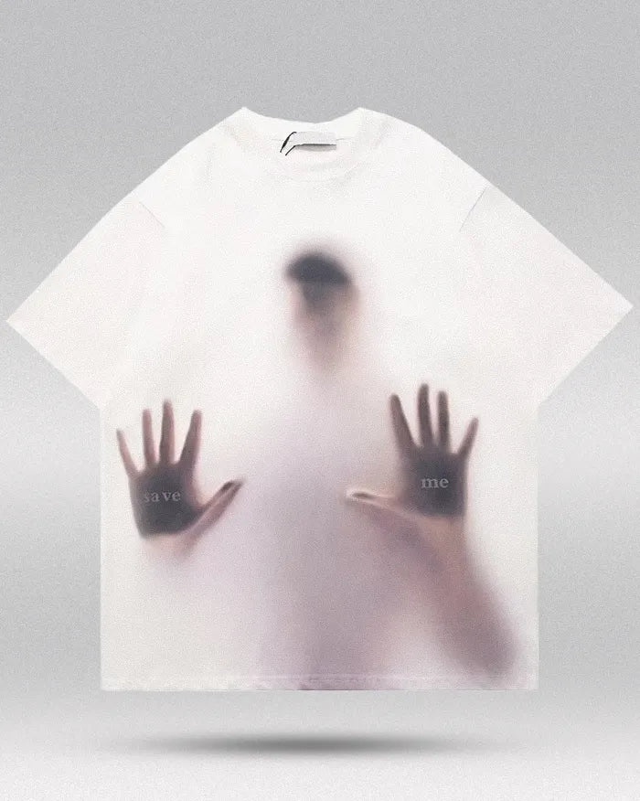 White T-Shirt Streetwear ’Save me’ - M