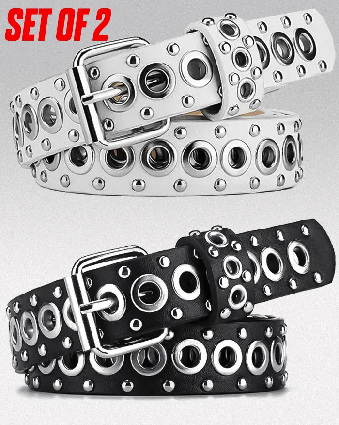 Women Y2k belt ’Eonflux’ - black and white