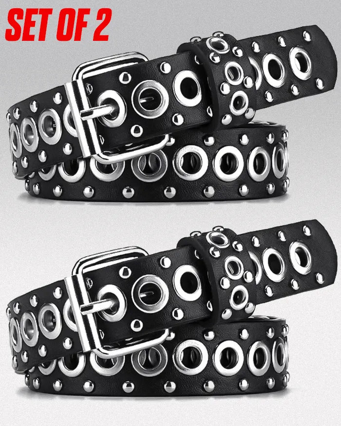 Women Y2k belt ’Eonflux’ - Set of 2 black