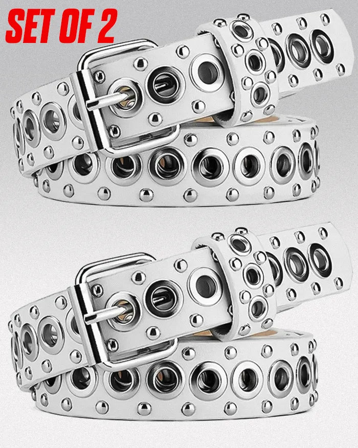 Women Y2k belt ’Eonflux’ - Set of 2 white