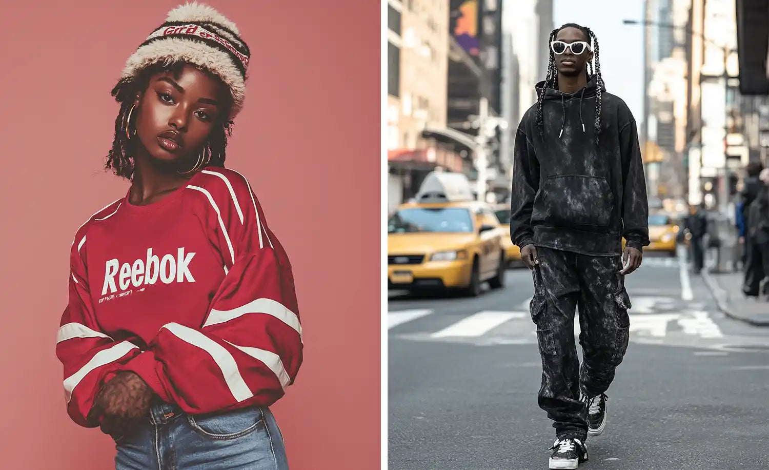 young woman and man in y2k clothes