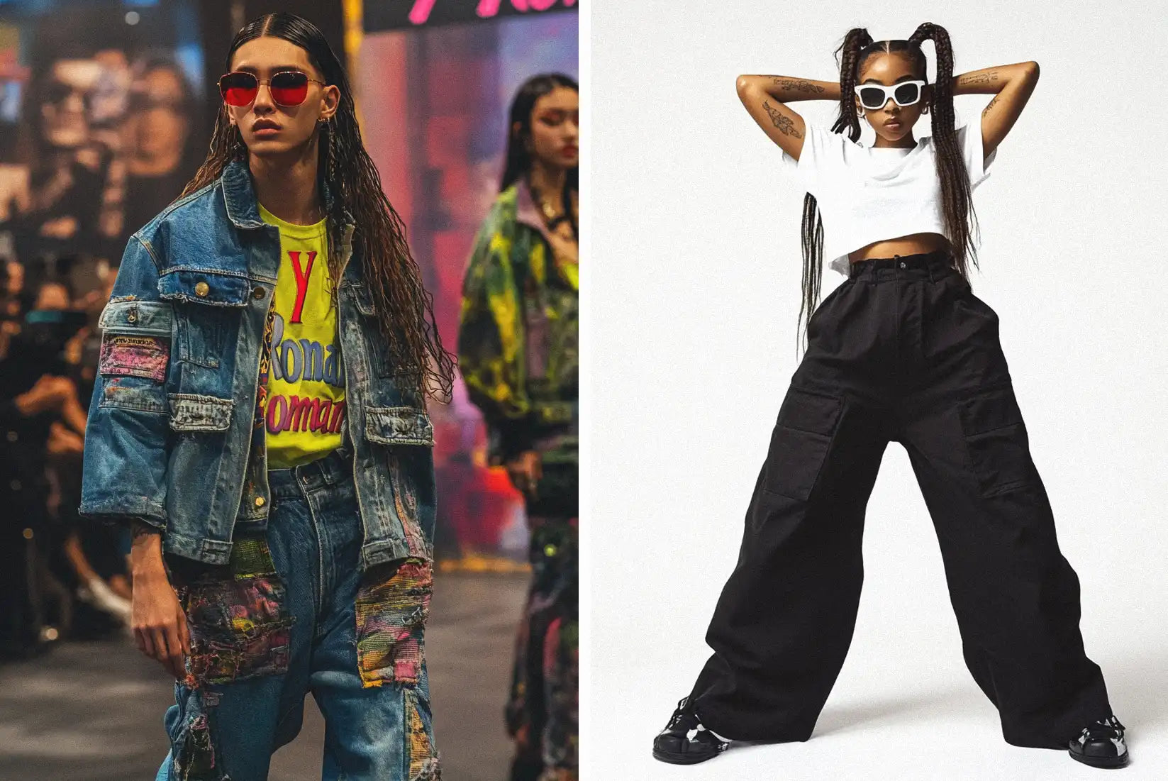 a man and a black girl in y2k outfits
