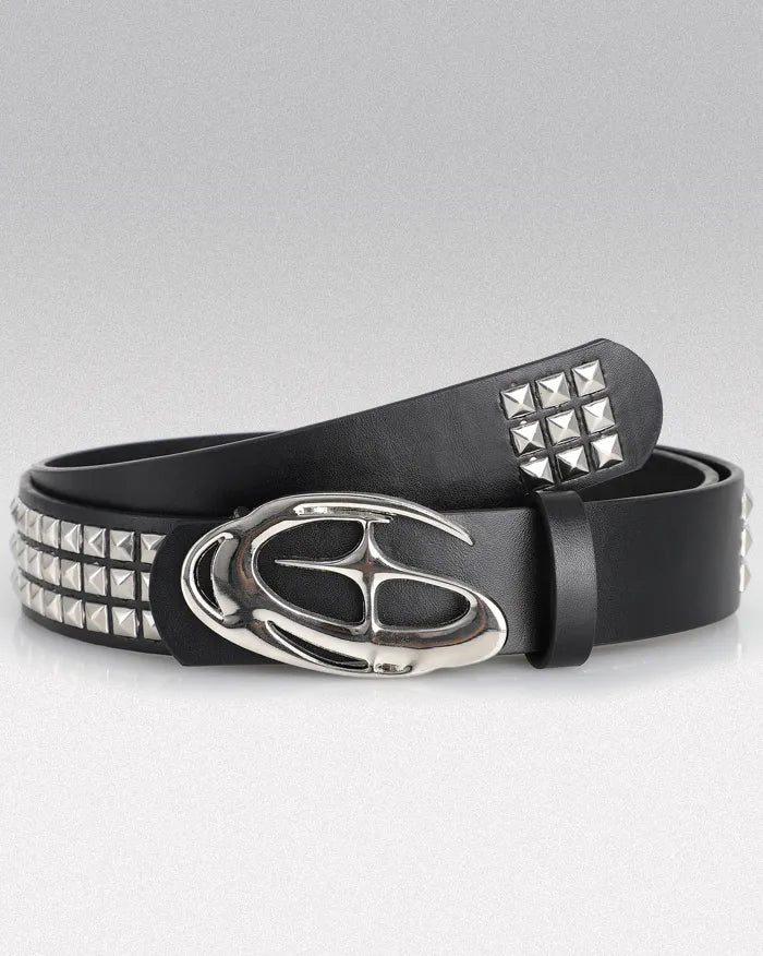 Y2K Studded Belt ’Cobalt’ - Silver / 130cm