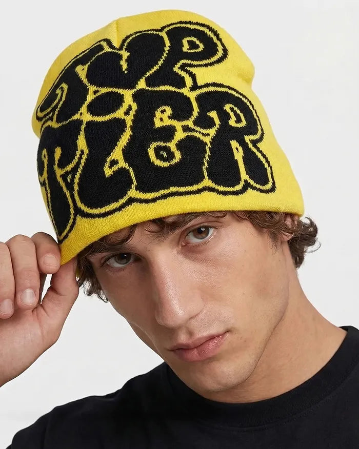 Y2K style beanie ’Top’ - Yellow / One Size